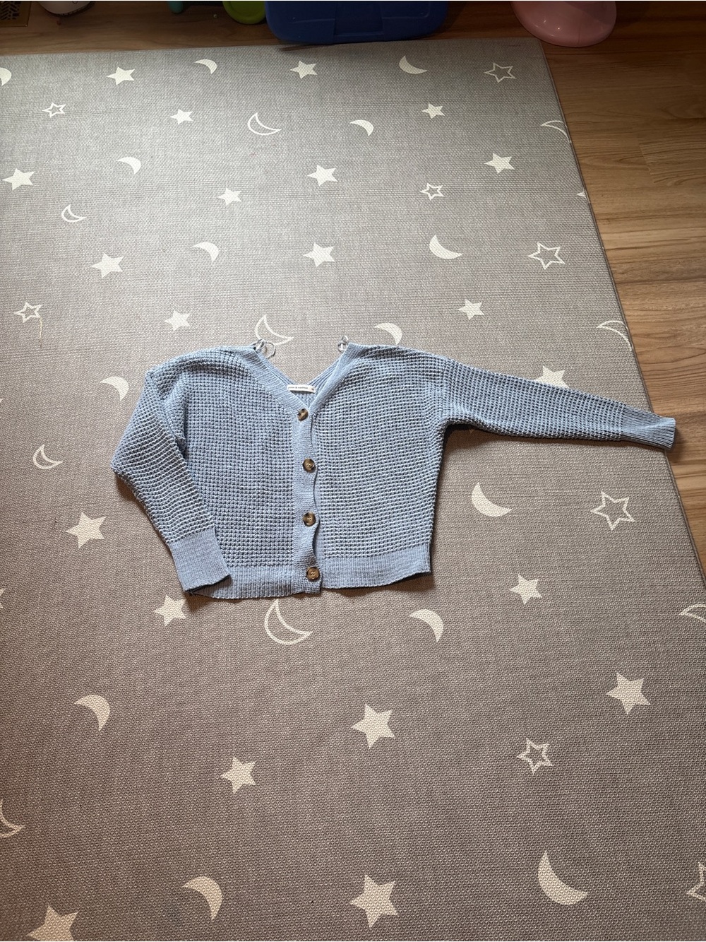 moon & madison Light Blue Waffle-Knit Button Front Cardigan